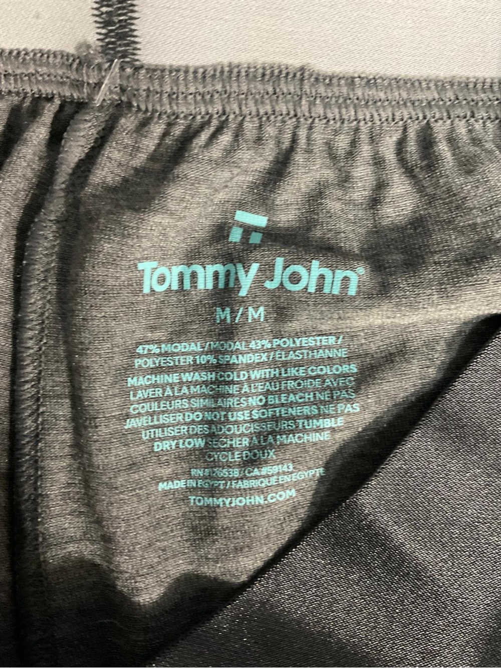 Tommy John Black Briefs with Light Teal Logo